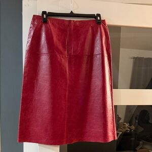 Banana Republic Red A-Line Leather Skirt